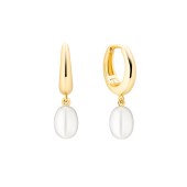 Cercei rotunzi argint placati cu aur galben cu perle naturale albe DiAmanti SK25224GYEL_W-G